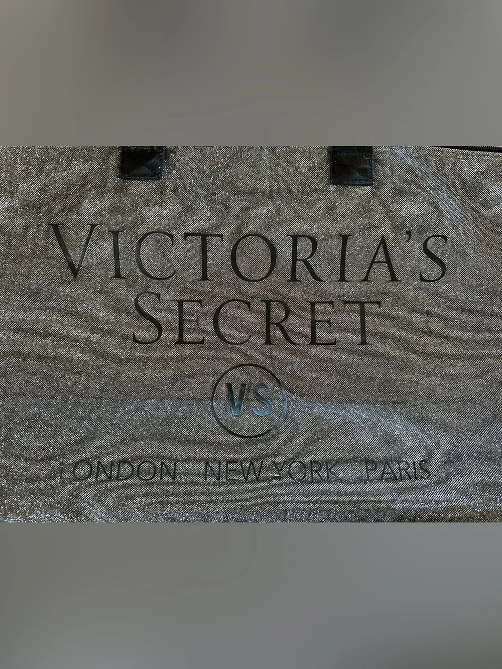 Victoria's Secret Glitter Tote in Silver and Black